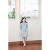 Tiered Flower 3/4 Sleeve Dress, Blue - Dresses - 2