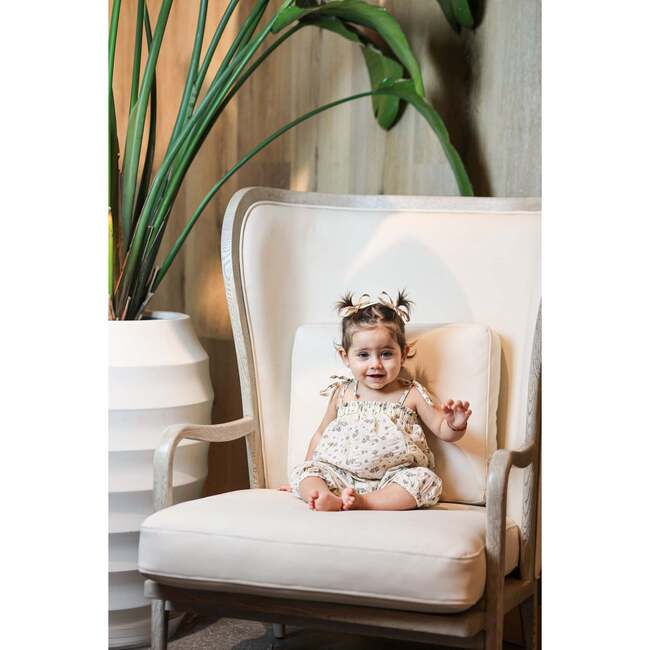 Textured Printed Romper, Sand - Rompers - 2
