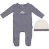 Teddy Wagon Footie, Dusty Blue - Footie Pajamas - 1 - thumbnail