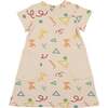 Summer Fun Short Sleeve Dress, Beige Multi - Dresses - 1 - thumbnail
