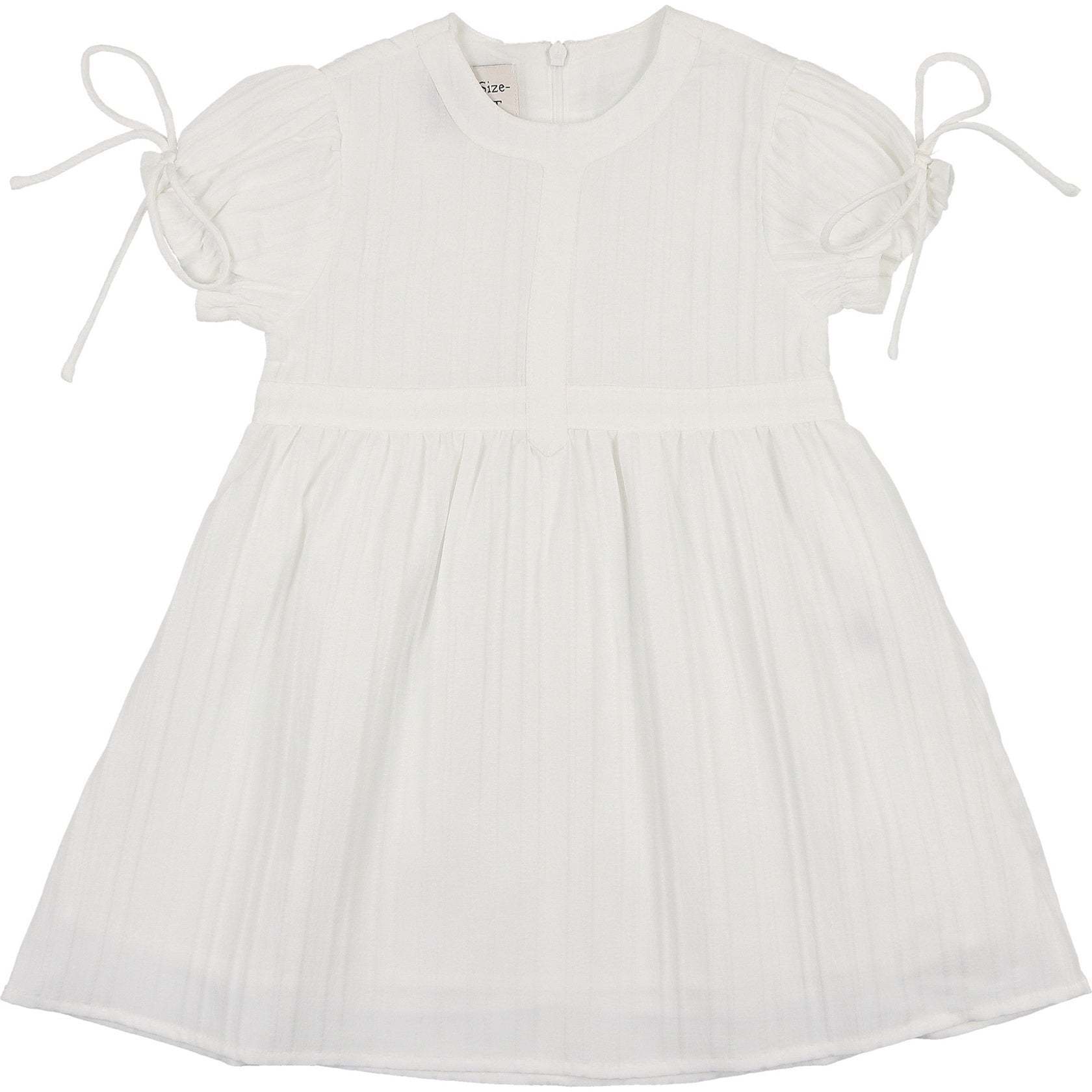 Striped Faux Tab Short Sleeve Dress, White - Dresses - 1