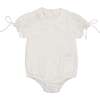 Striped Faux Tab Girls Romper, White - Rompers - 1 - thumbnail