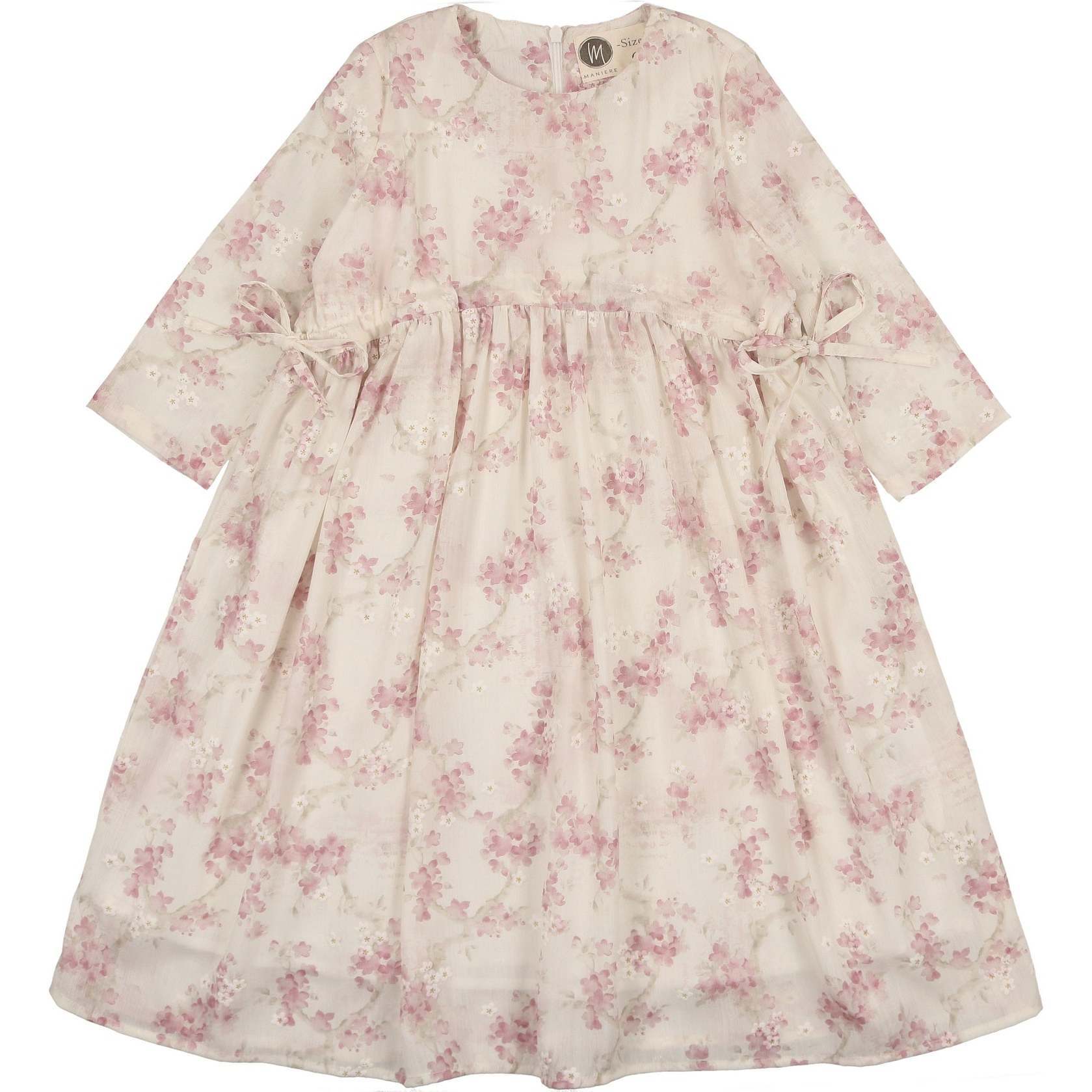 Ribbon Tie 3/4 Sleeve Dress, Pink Rose - Dresses - 1