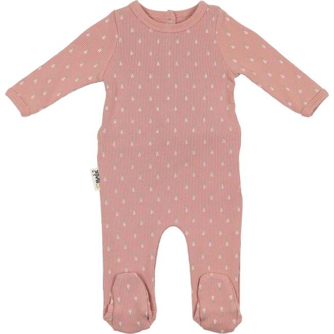 Ribbed Pineapple Footie and Beanie Set, Salmon