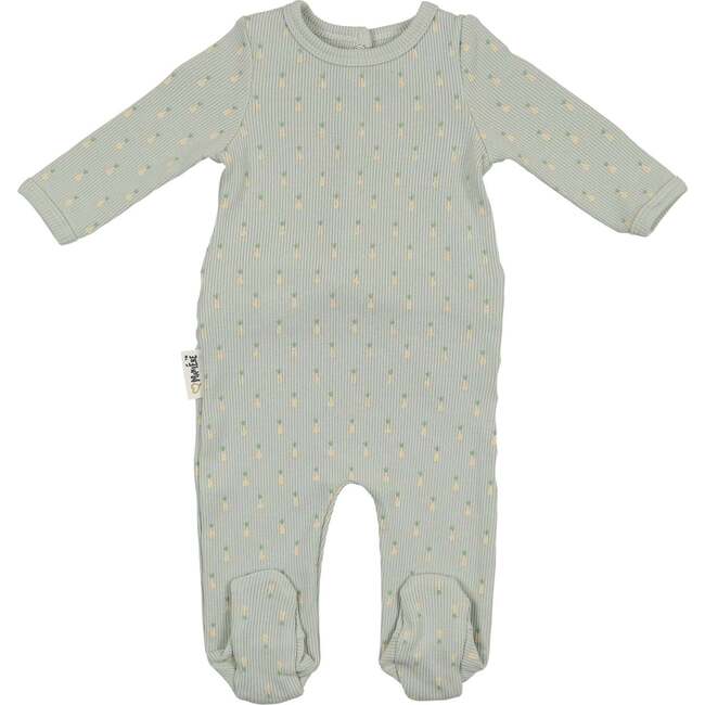 Ribbed Pineapple Footie and Beanie Set, Sage