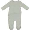 Ribbed Pineapple Footie and Beanie Set, Sage - Footie Pajamas - 1 - thumbnail