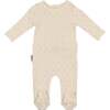 Ribbed Pineapple Footie and Beanie Set, Beige Boy - Footie Pajamas - 1 - thumbnail