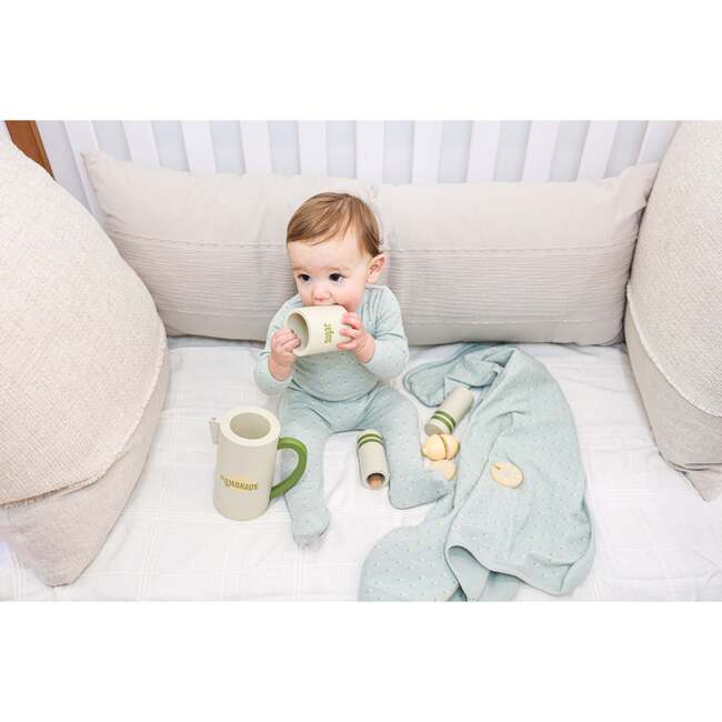 Ribbed Pineapple Footie and Beanie Set, Sage - Footie Pajamas - 2