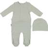 Ribbed Pineapple Footie, Sage - Footie Pajamas - 1 - thumbnail