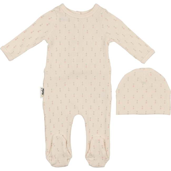 Ribbed Pineapple Footie, Beige Girl