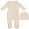 Ribbed Pineapple Footie, Beige Boy - Footie Pajamas - 1 - thumbnail