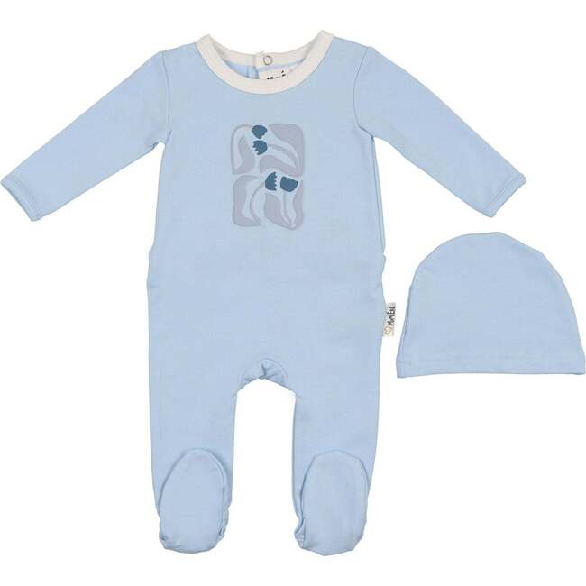 Puff Paint Flower Footie, Pale Blue