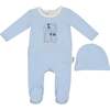 Puff Paint Flower Footie, Pale Blue - Footie Pajamas - 1 - thumbnail