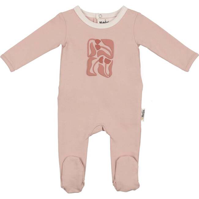 Puff Paint Flower Footie and Beanie Set, Mauve