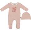 Puff Paint Flower Footie, Mauve - Footie Pajamas - 1 - thumbnail