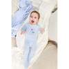 Puff Paint Flower Footie and Beanie Set, Pale Blue - Footie Pajamas - 2