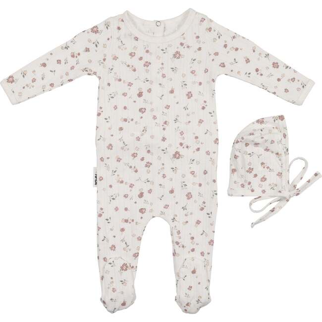 Pointelle Petals Footie, Ivory