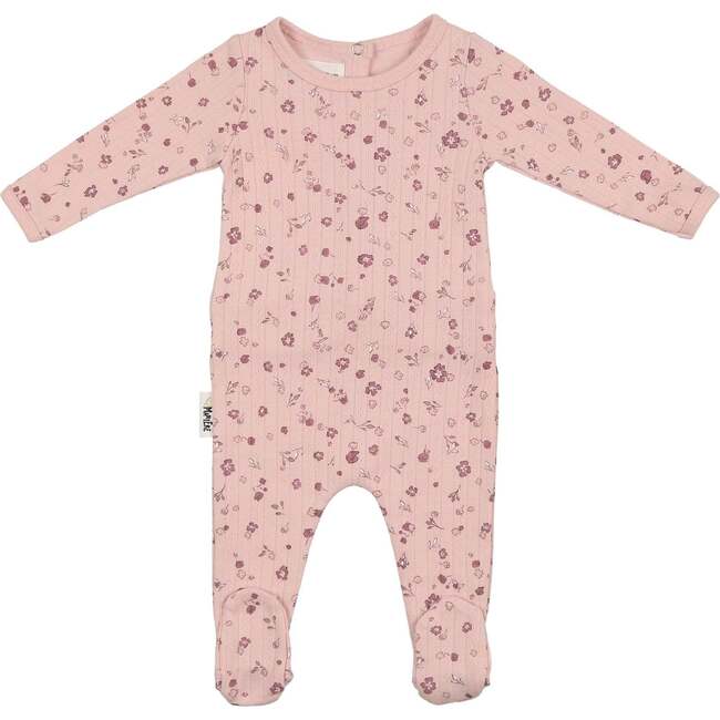 Pointelle Petals Footie and Beanie Set, Mauve