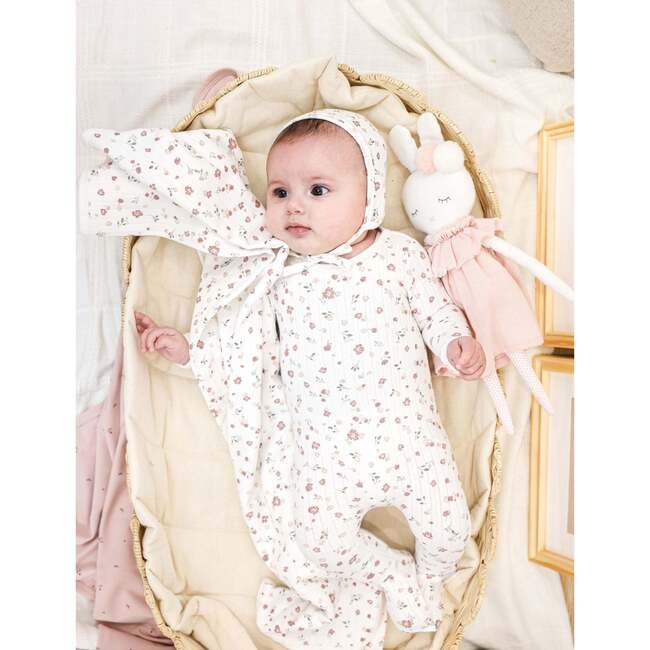 Pointelle Petals Footie and Beanie Set, Ivory - Footie Pajamas - 2