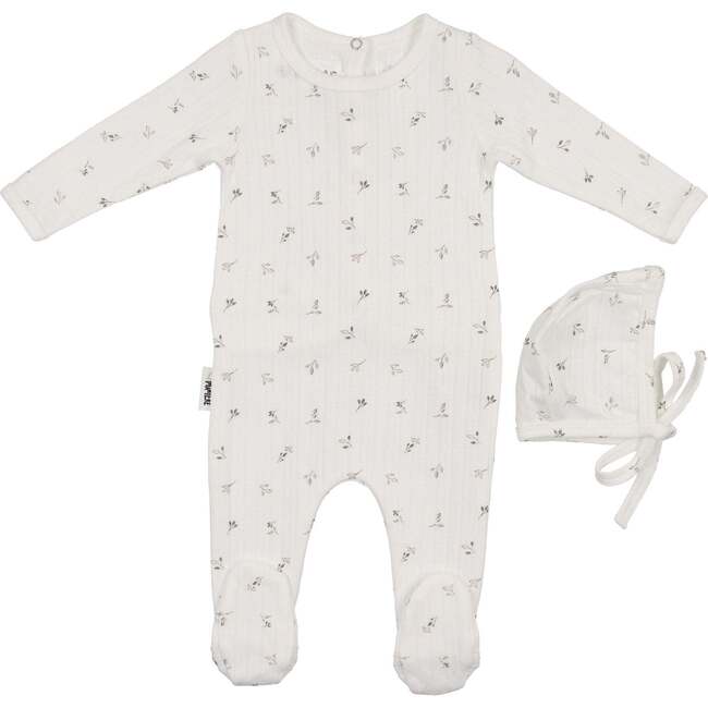 Pointelle Leaves Footie, Ivory