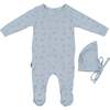 Pointelle Leaves Footie, Baby Blue - Footie Pajamas - 1 - thumbnail