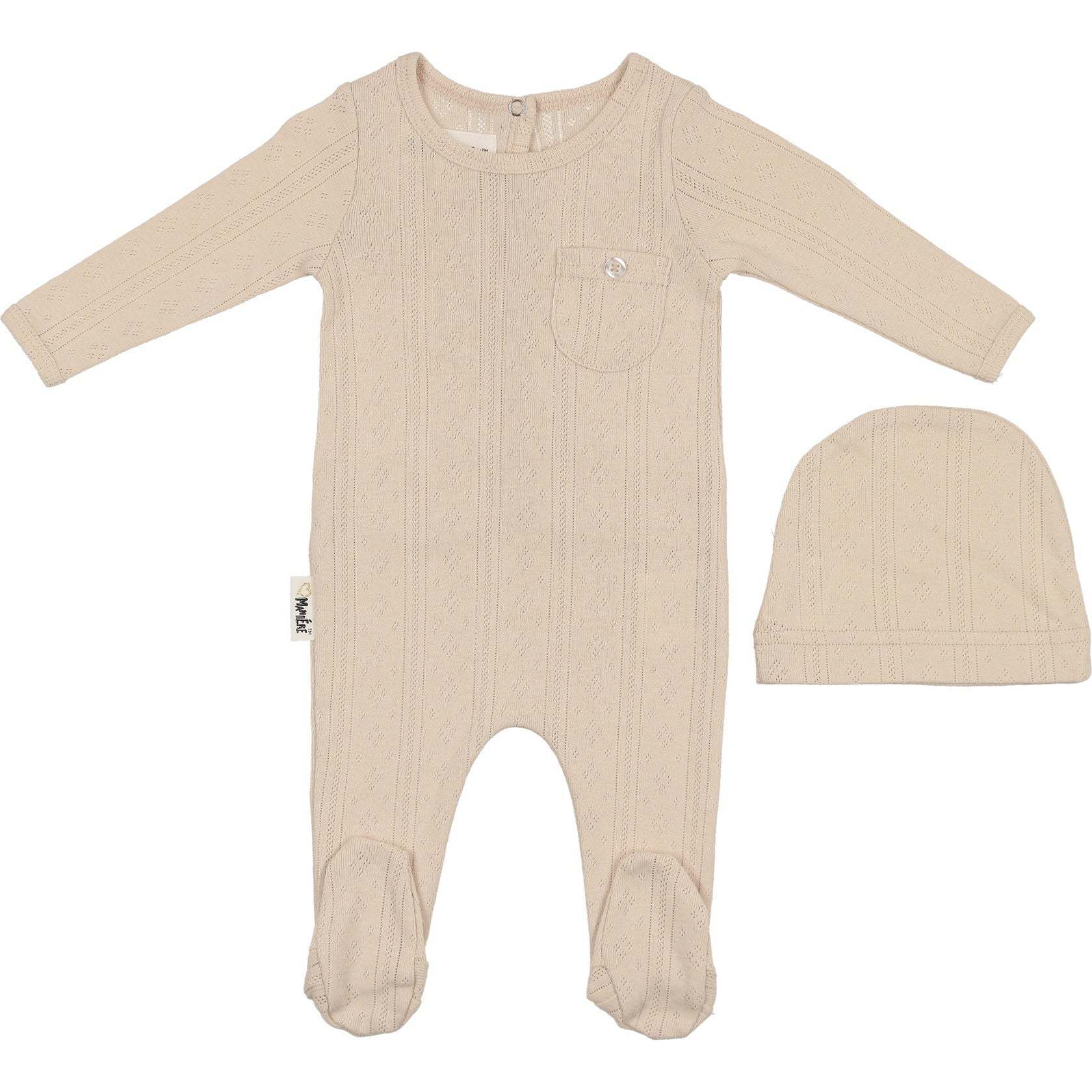 Pocket Cutie Footie, Beige - Footie Pajamas - 1