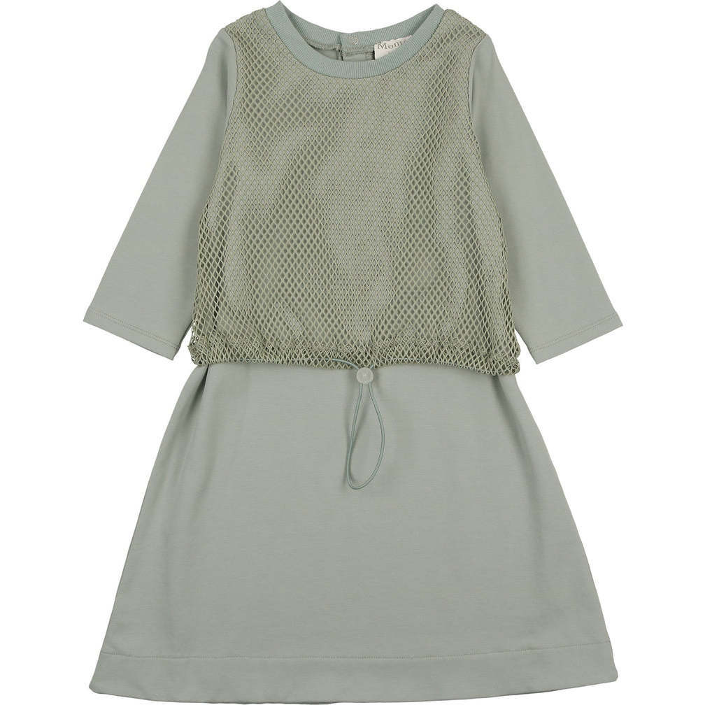 Mesh Sport 3/4 Sleeve Dress, Sage - Dresses - 1