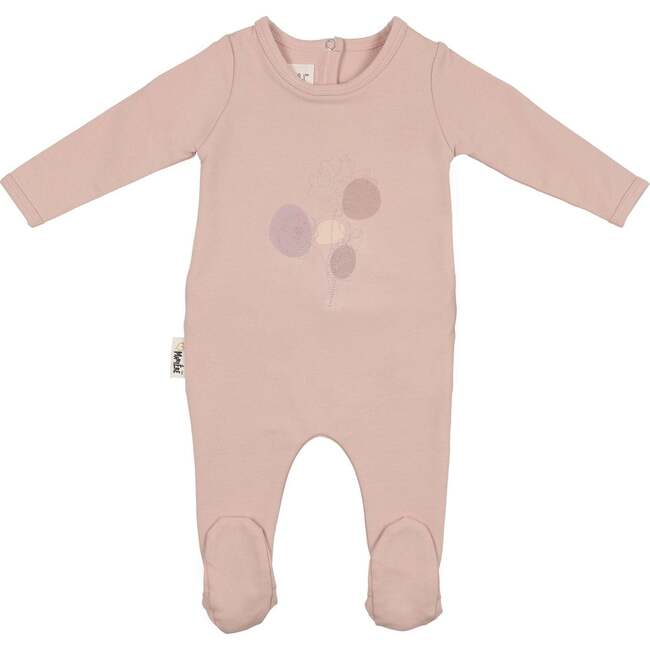 Line Art Footie and Beanie Set, Powder Pink