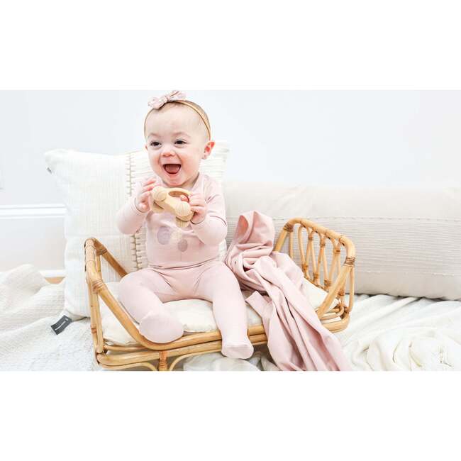 Line Art Footie and Beanie Set, Powder Pink - Footie Pajamas - 2