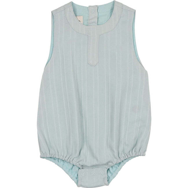 Striped Faux Tab Boys Romper, Blue