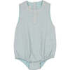 Striped Faux Tab Boys Romper, Blue - Rompers - 1 - thumbnail