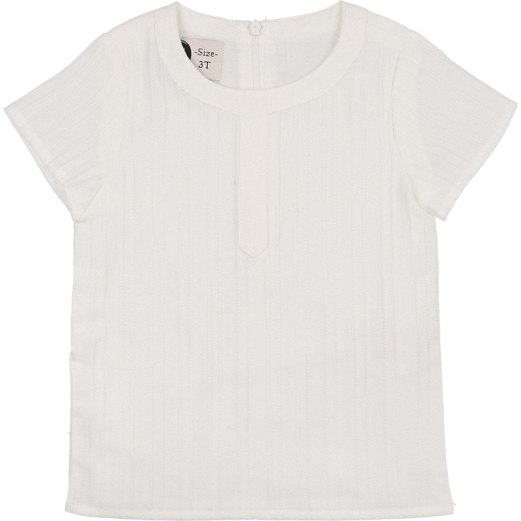 Striped Faux Tab Boys Shirt, White - Cardigans - 1