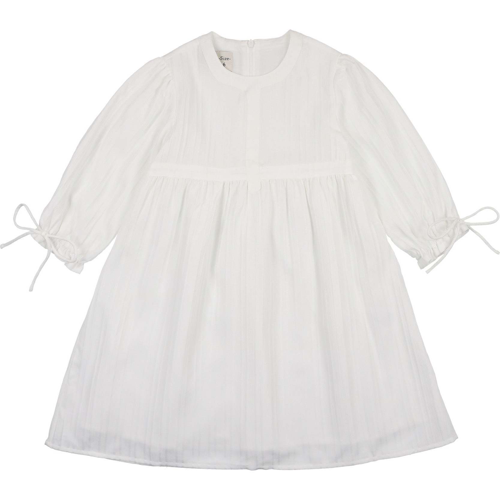 Striped Faux Tab 3/4 Sleeve Dress, White - Dresses - 1