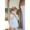 Striped Faux Tab Boys Romper, Blue - Rompers - 2