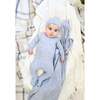 Leafs And Pleats Footie and Beanie Set, Blue - Footie Pajamas - 2
