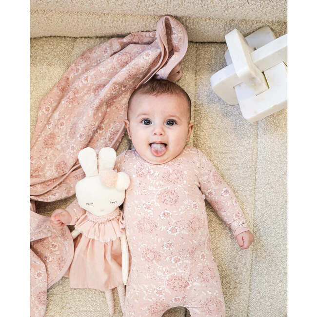 Soft Roses Footie and Beanie Set, Mauve - Footie Pajamas - 2