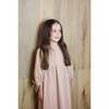 Striped Faux Tab 3/4 Sleeve Dress, Mauve - Dresses - 2