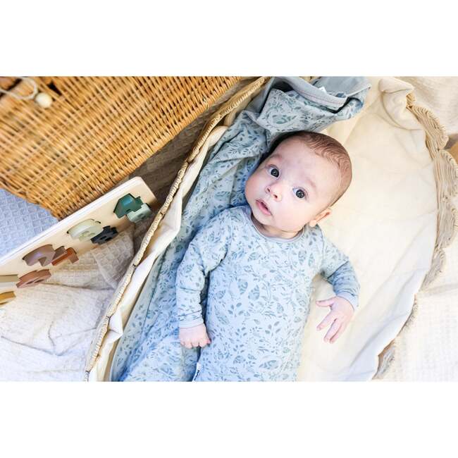 Soft Vines Footie, Sky Blue - Footie Pajamas - 3