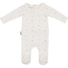 Floral Ruffle Footie and Beanie Set, Ivory - Footie Pajamas - 1 - thumbnail