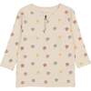 Floral Ribbed 3/4 Sleeve Top, Beige Girl - Cardigans - 1 - thumbnail