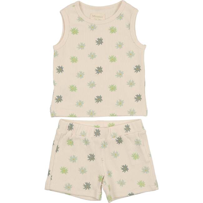 Floral Ribbed 2Pc Set, Beige Boy
