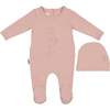Embroidered Rose Footie, Mauve - Footie Pajamas - 1 - thumbnail