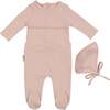 Embroidered Yoke Footie, Powder Pink - Footie Pajamas - 1 - thumbnail