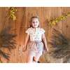 Floral Ribbed Girls Short Sleeve Top, Beige - Cardigans - 2