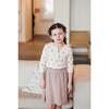 Floral Ribbed 3/4 Sleeve Top, Beige Girl - Cardigans - 2