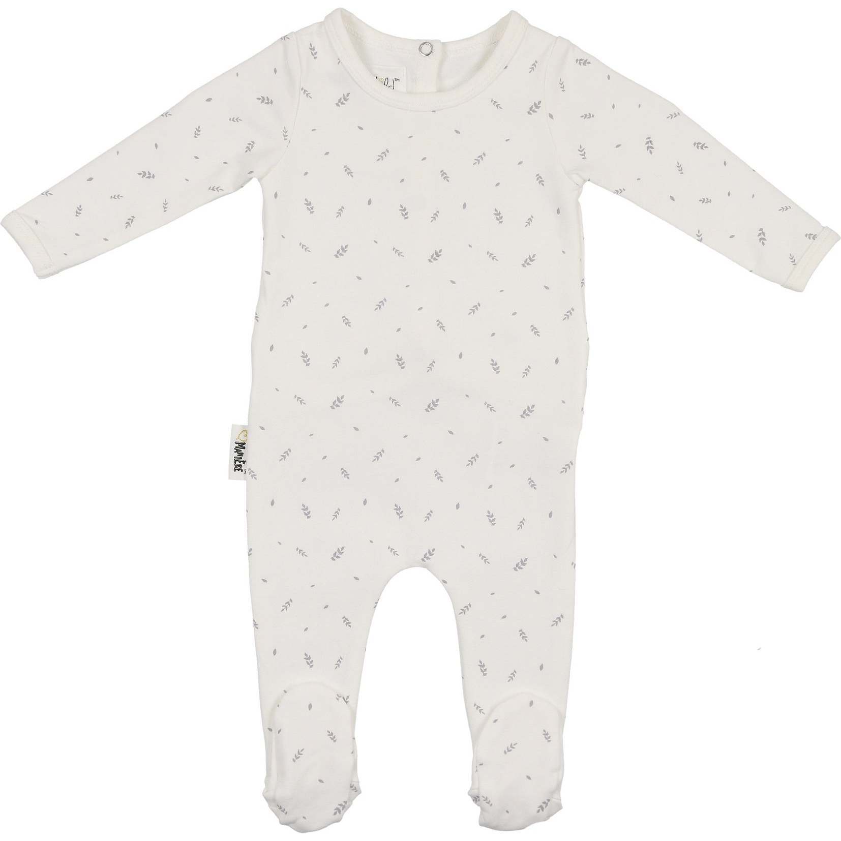 Elegant Leaves Footie and Beanie Set, Ivory - Footie Pajamas - 1