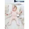 Floral Ruffle Footie and Beanie Set, Mauve - Footie Pajamas - 2
