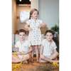 Floral Ribbed Short Sleeve Dress, Beige - Dresses - 2