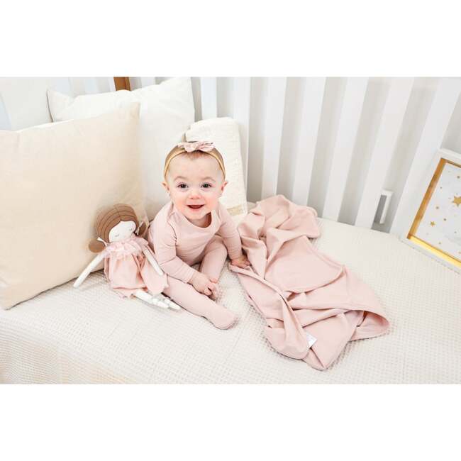 Embroidered Yoke Footie, Powder Pink - Footie Pajamas - 2