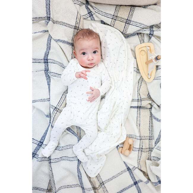 Elegant Leaves Footie and Beanie Set, Ivory - Footie Pajamas - 2